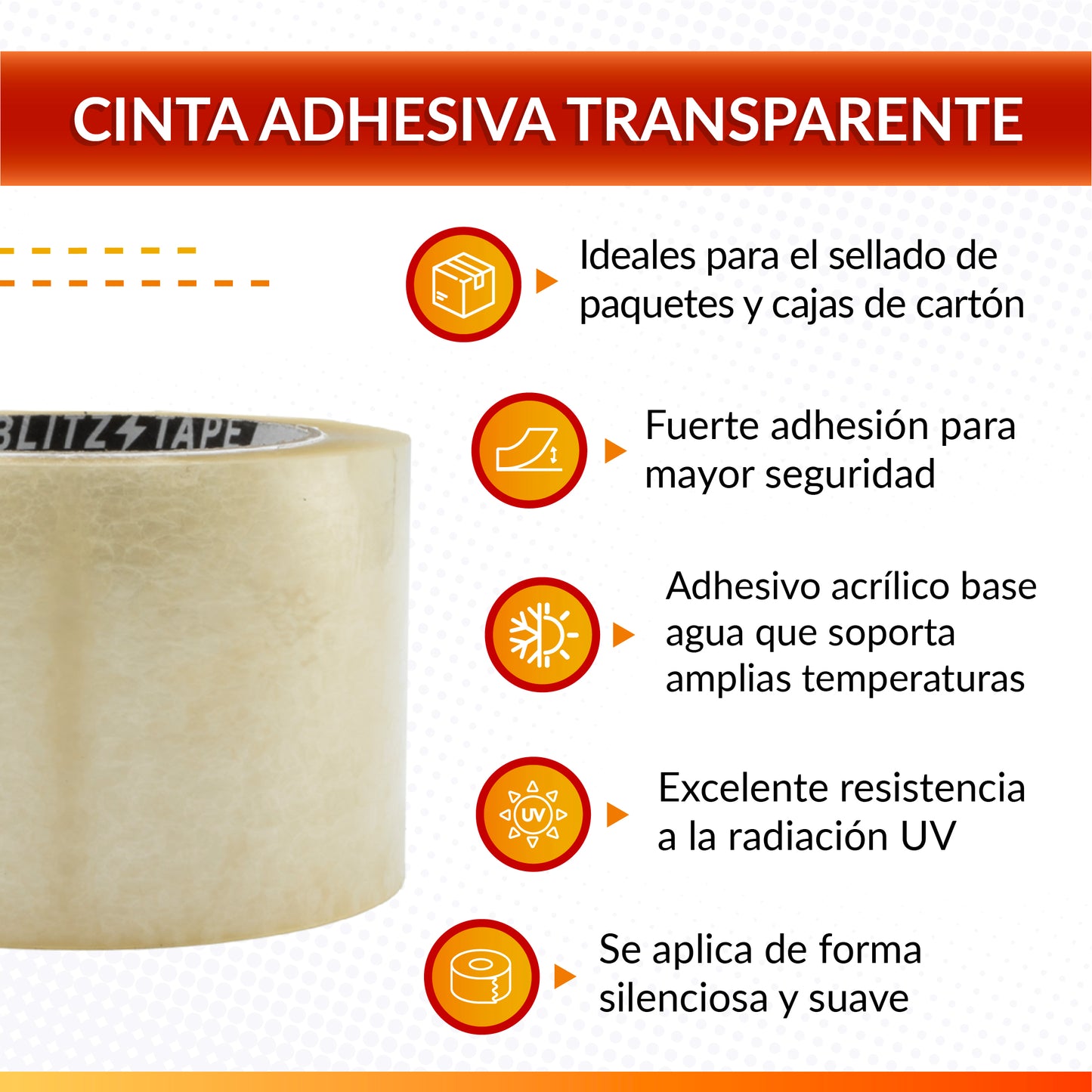 Cinta Adhesiva Transparente Serie R 72 x 100 mts