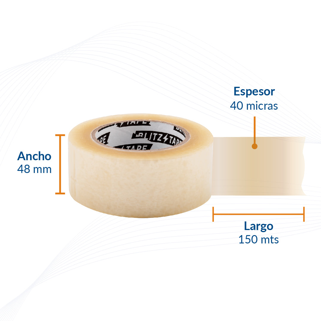 Kit Despachador de Cinta Adhesivo Plástico + 6 Cintas de 48mmx150m