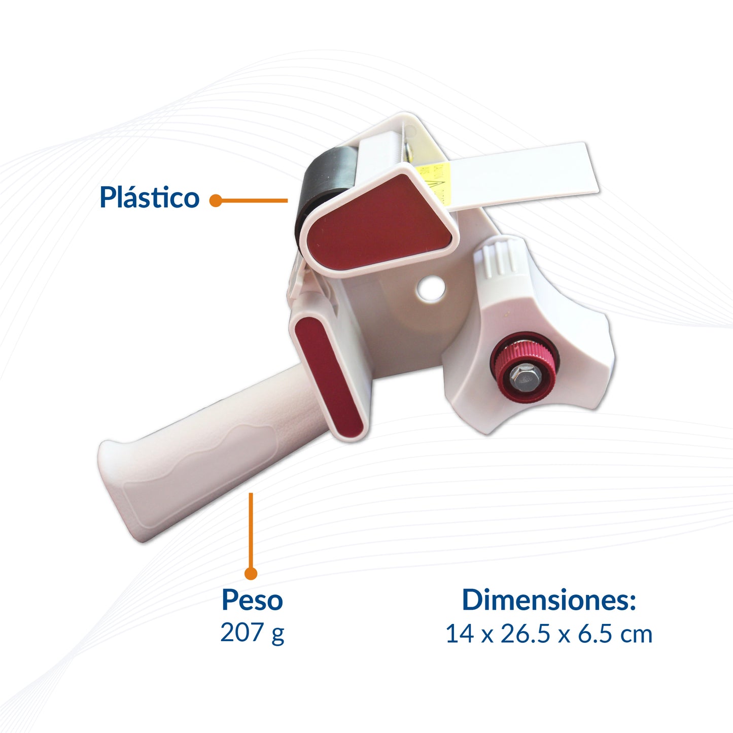 Kit Despachador de Cinta Adhesivo Plástico + 6 Cintas de 48mmx150m