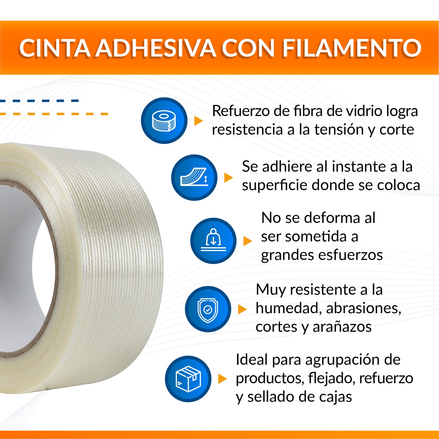 Cinta con Filamento 24 mm x 50 mts