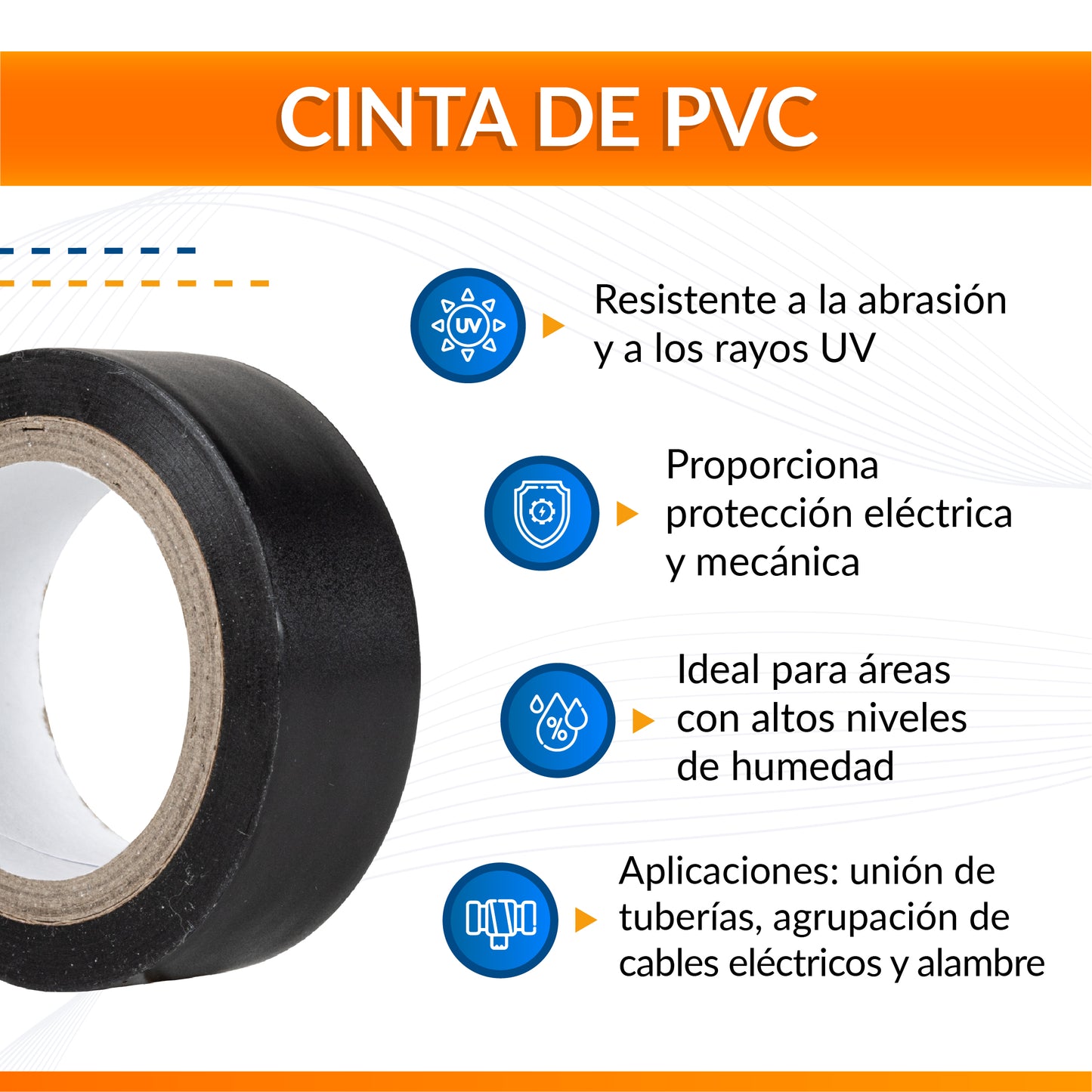 Cinta de PVC 19 mm x 8 mts