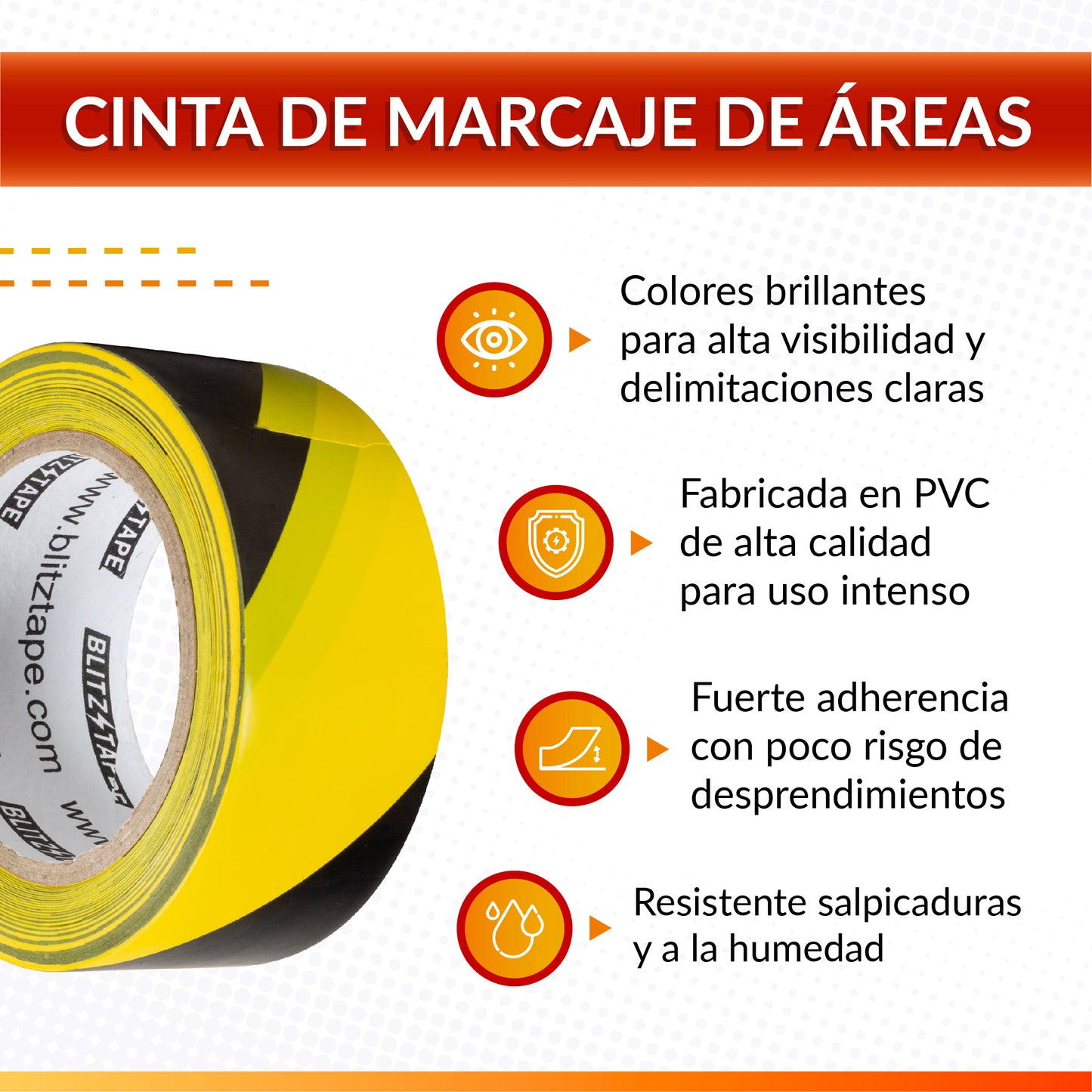 Cinta de marcaje 44mm X 33m de largo calibre 150 micras