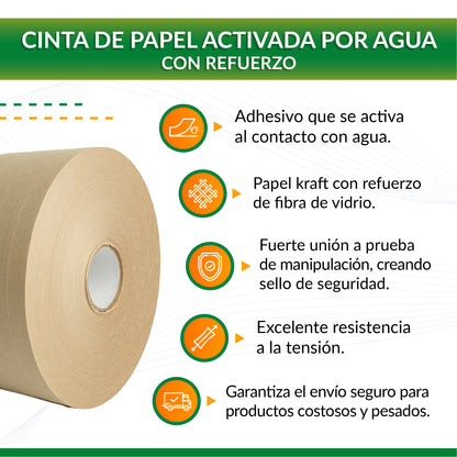 Cinta Adhesiva activada por agua Reforzada
